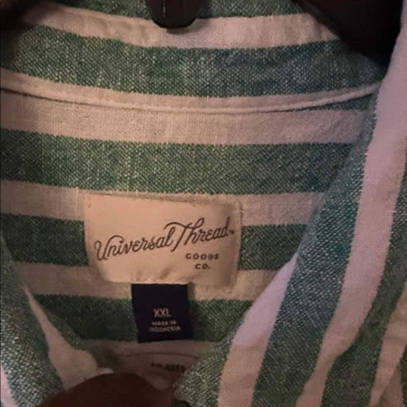Universal Thread Tops - Universal Thread Green & White Striped Button-Up Shirt